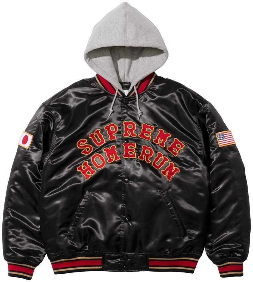 Supreme®/Homerun Satin Hooded Varsity Jacket view 10